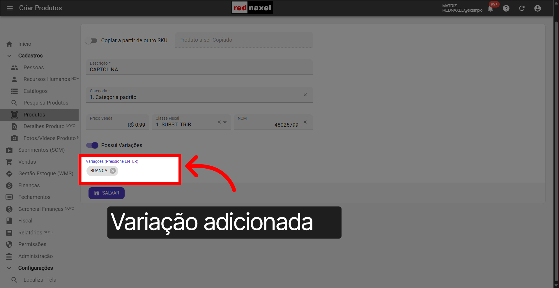 Variação Adicionada