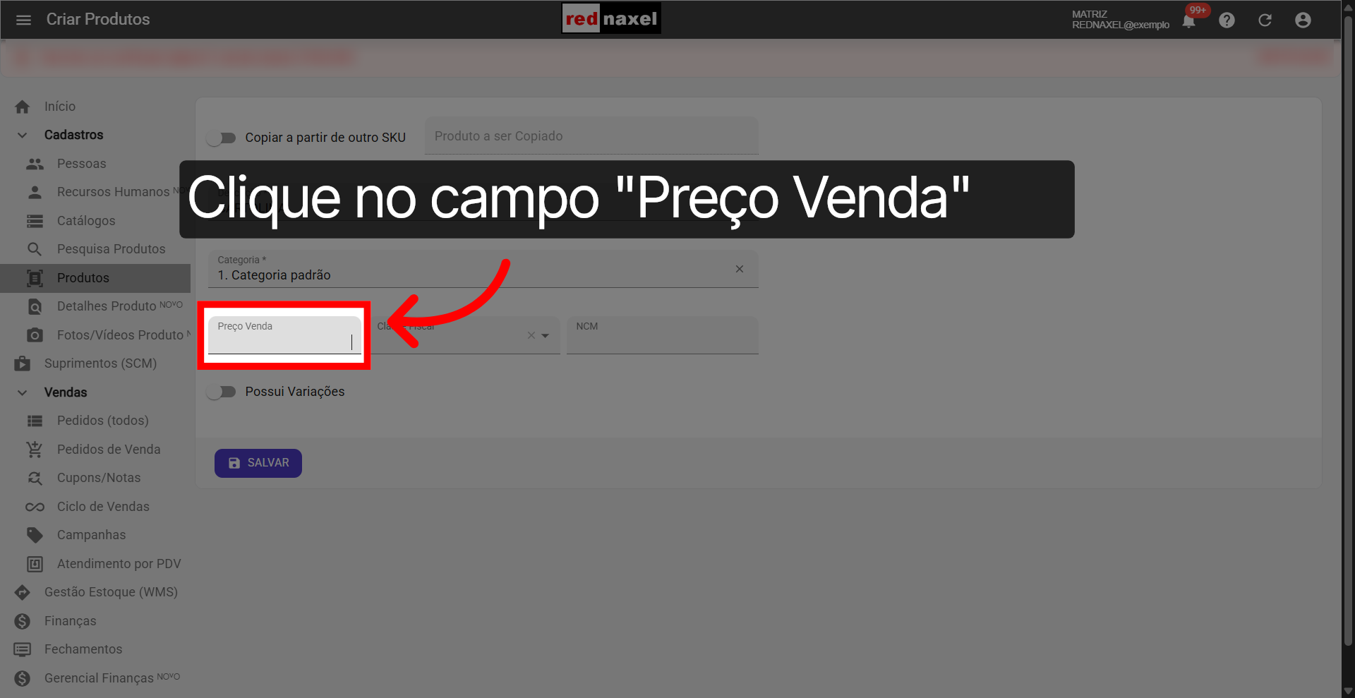 Campo: 'Preço Venda'