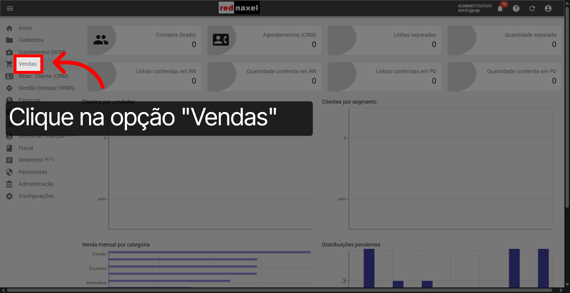 Opção: 'Vendas'