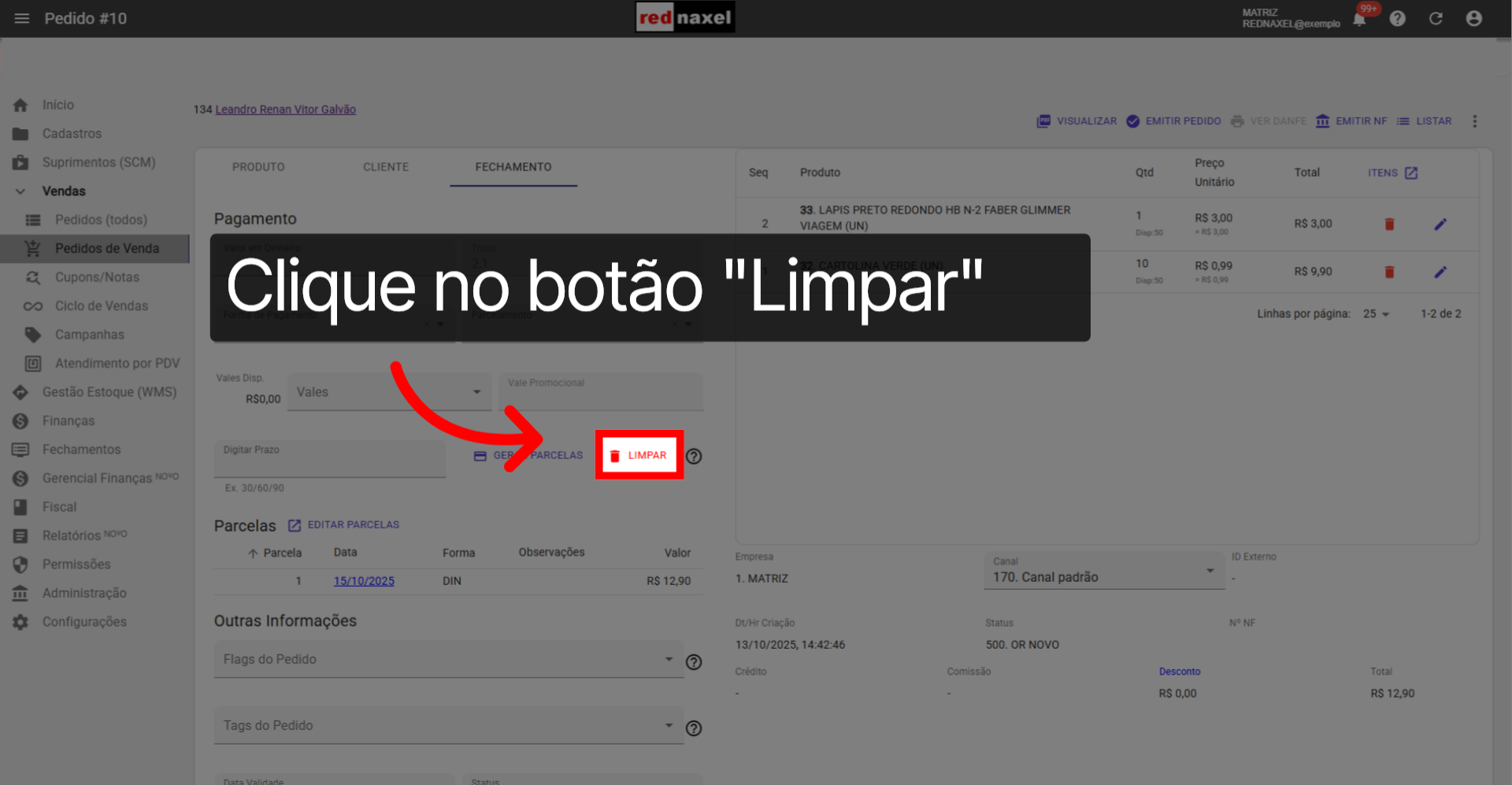 Botão: 'Limpar'