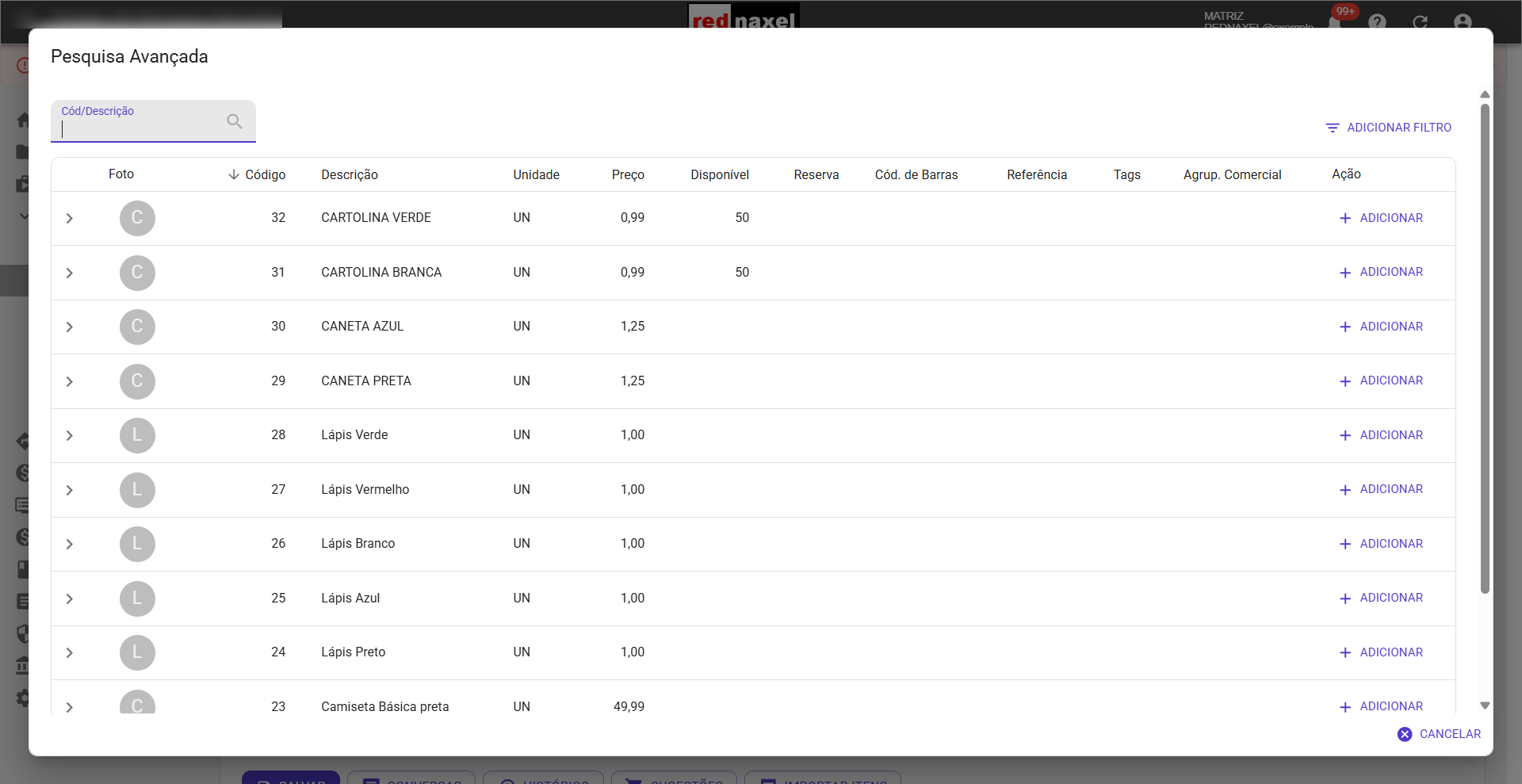 Tela: 'Pesquisa Avançada'