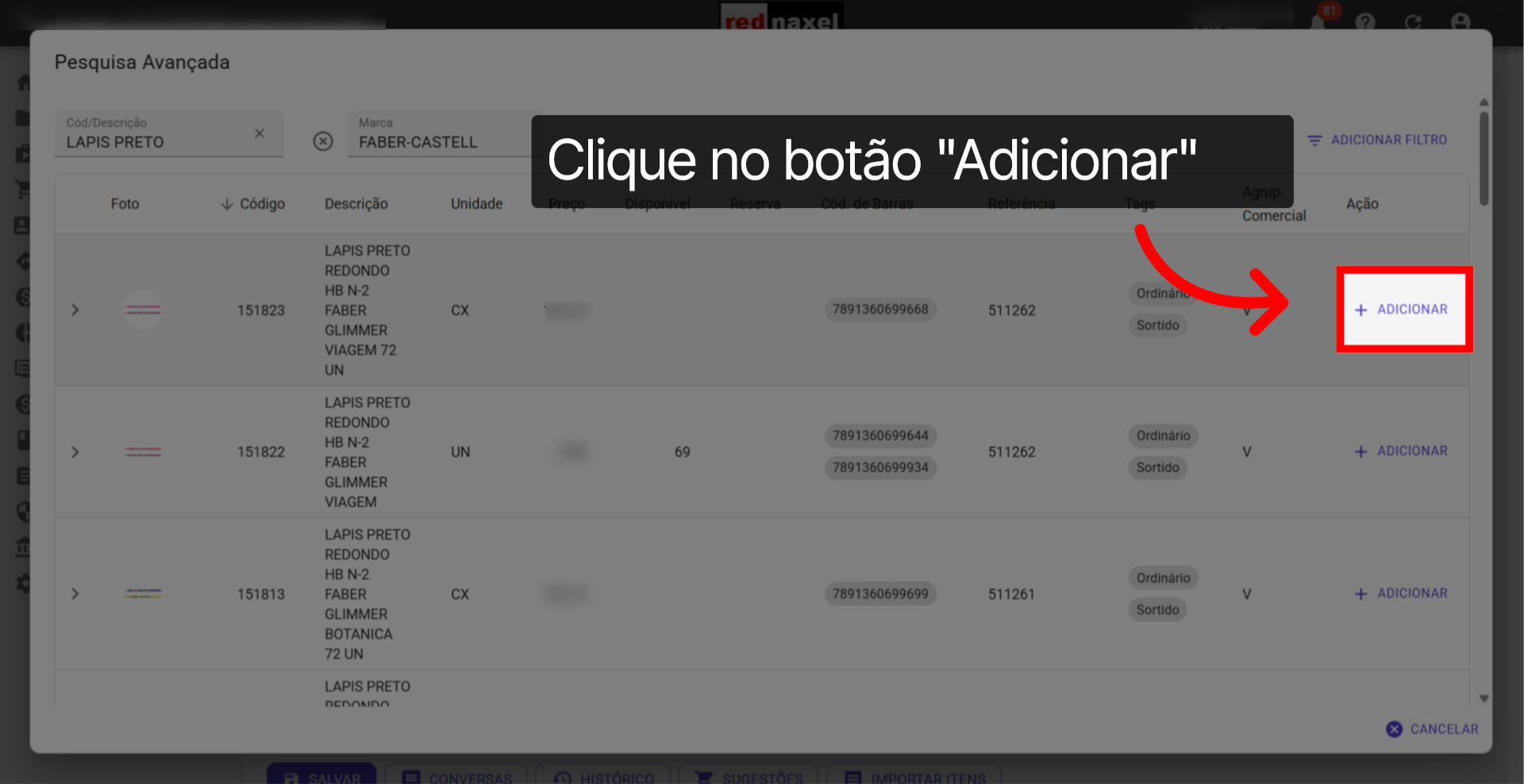 Botão: 'Adicionar'