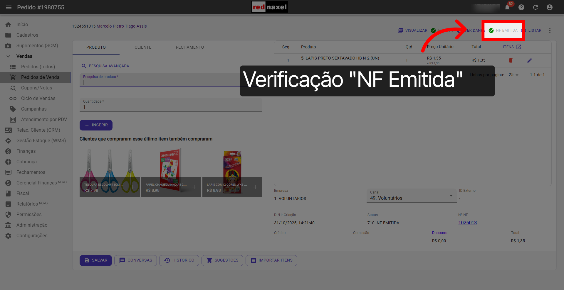 Verificação: 'NF Emitida'