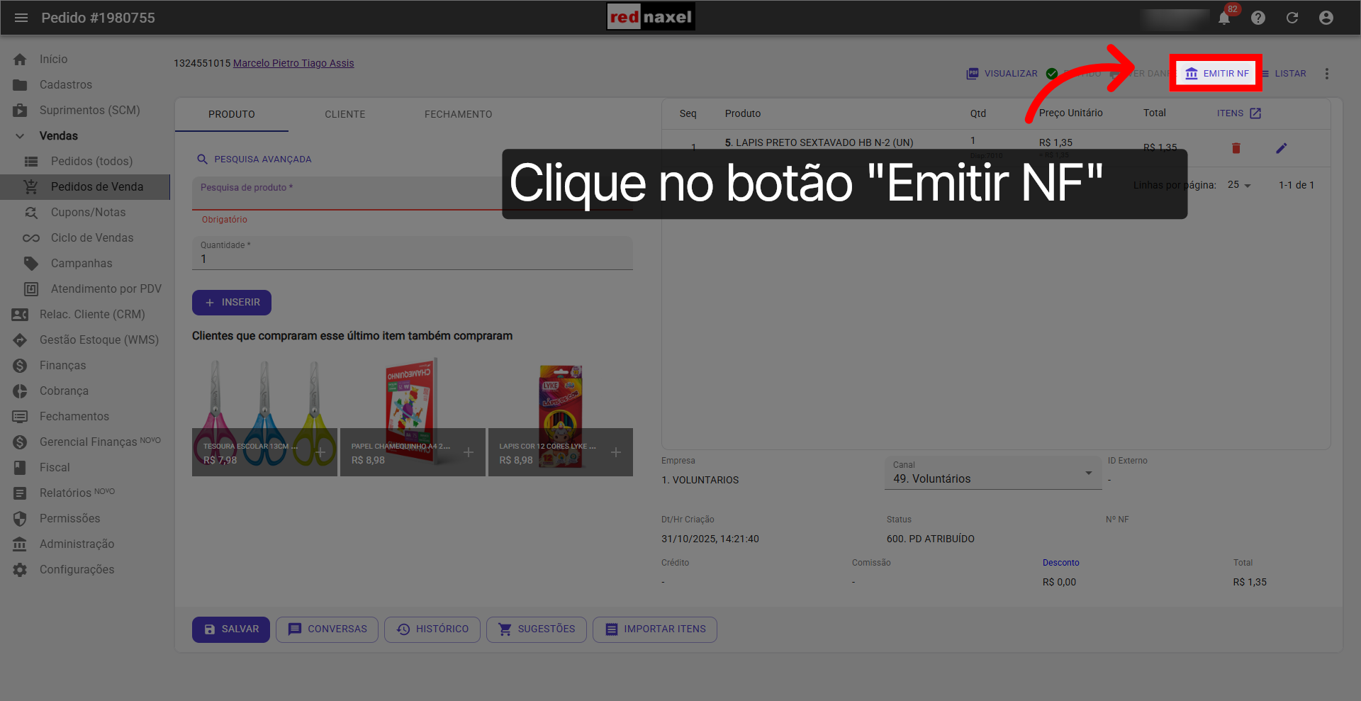 Botão: 'Emitir NF'