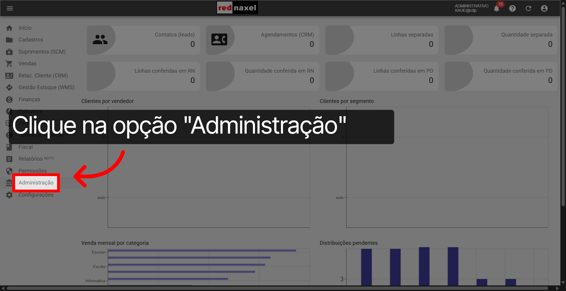 Opção: 'Administração'