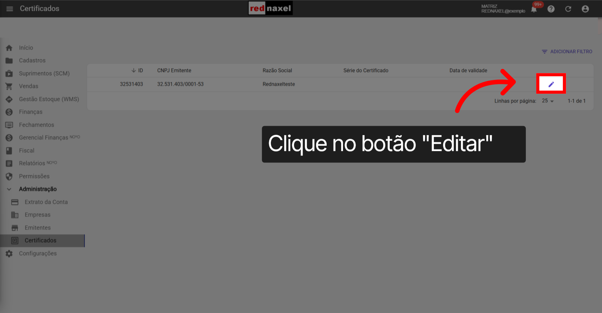 Botão: 'Editar'