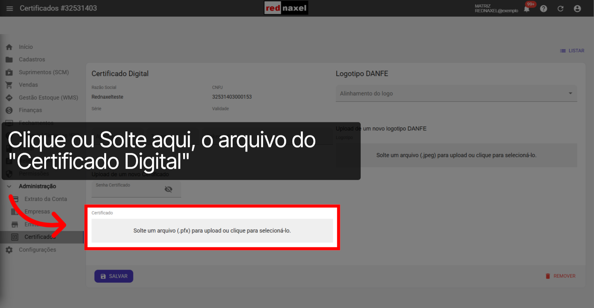 Campo: 'Certificado'