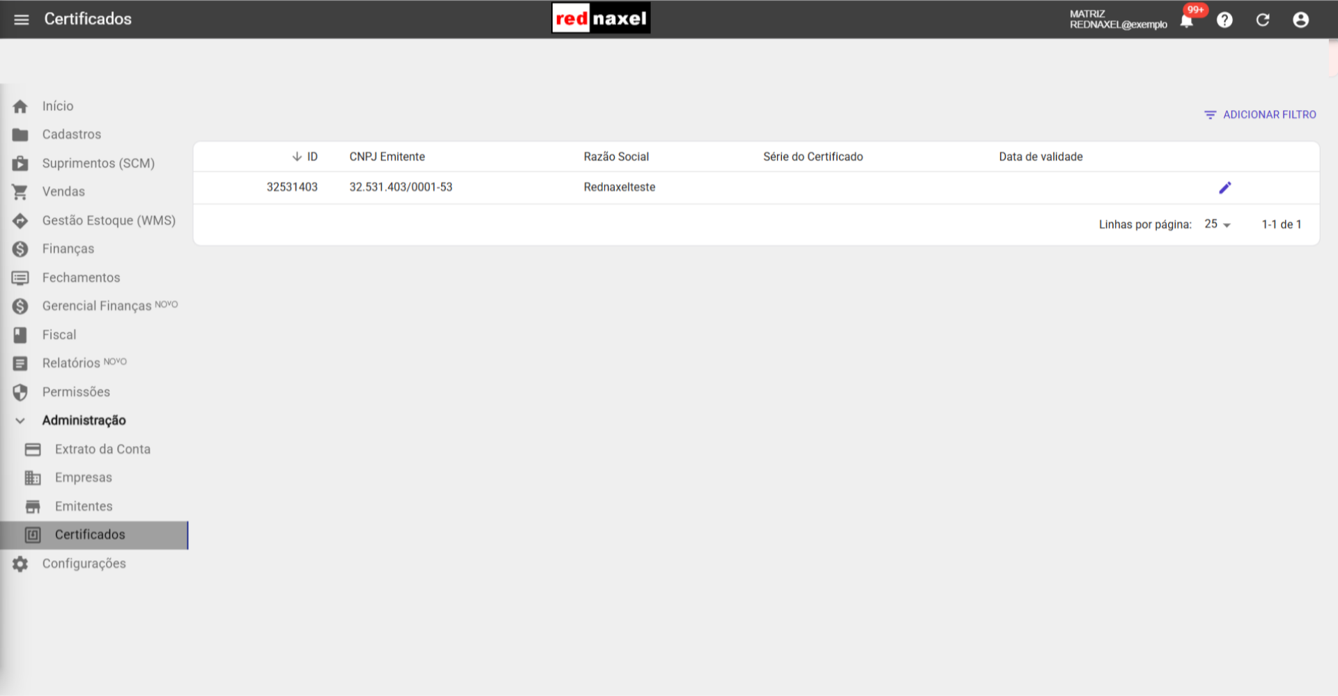 Tela: 'Certificados'