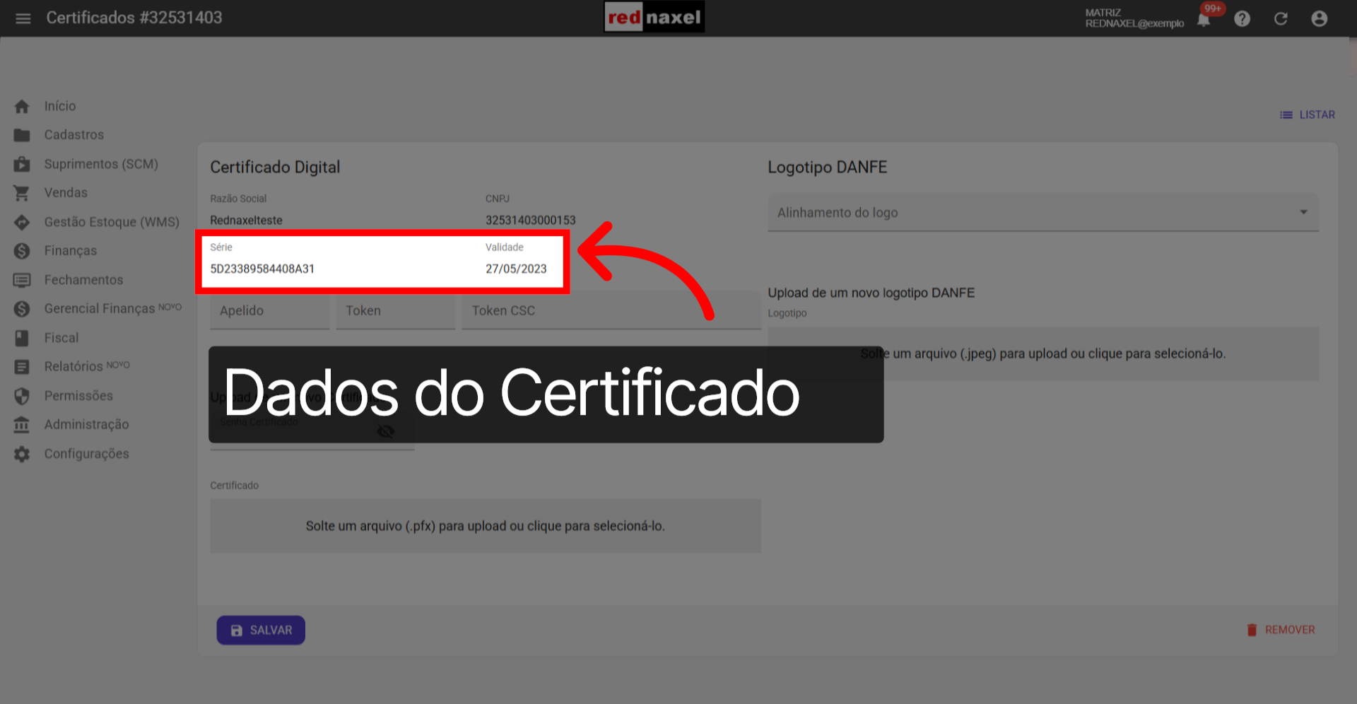Dados: 'Série' e 'Válidade'