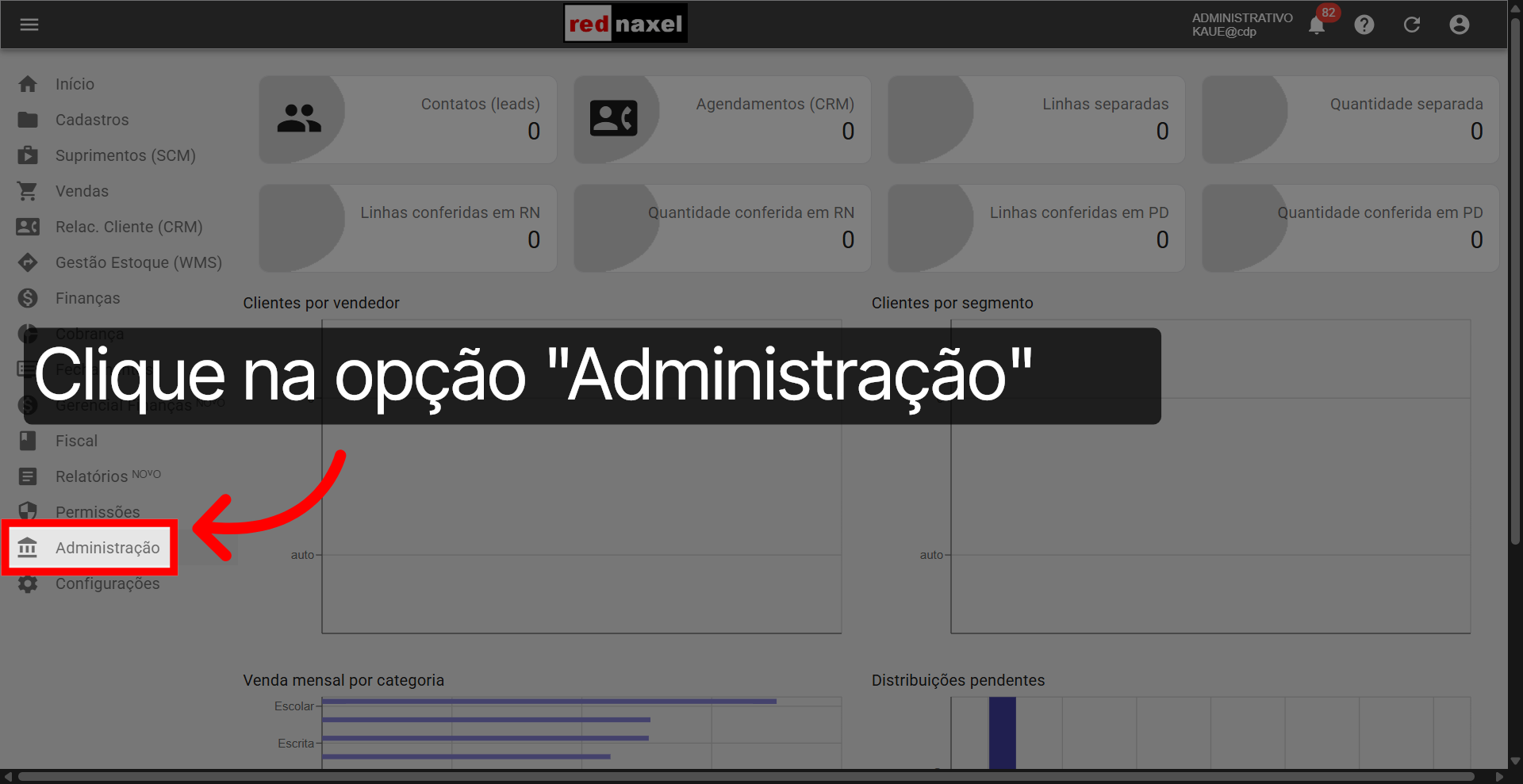Opção: 'Administração'