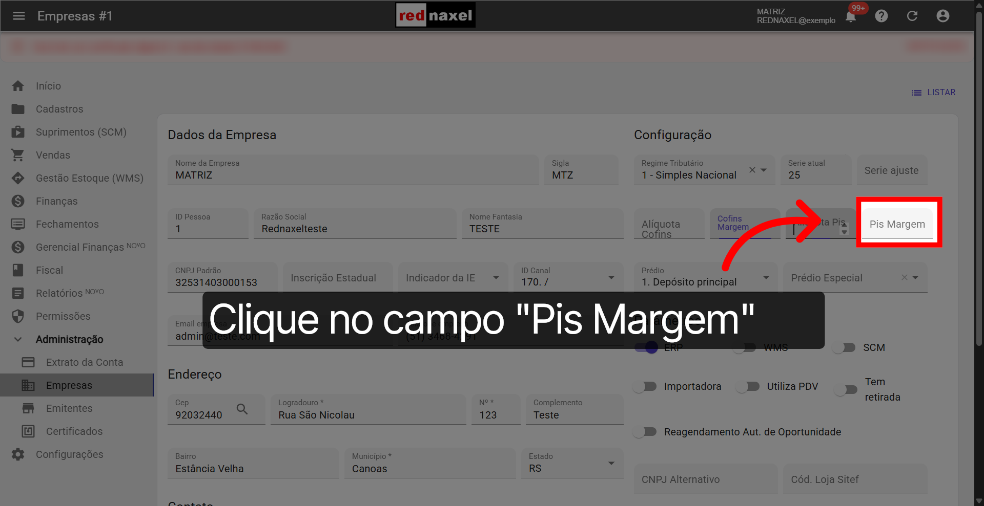 Campo: 'Pis Margem'