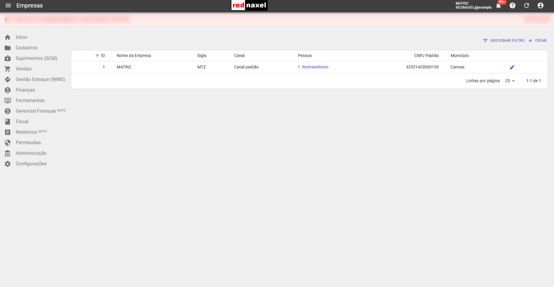 Visão Final: 'Tela Empresas'