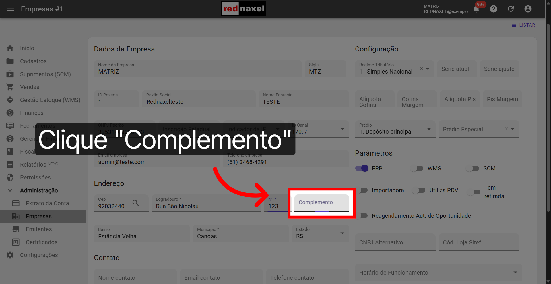Campo: 'Complemento'