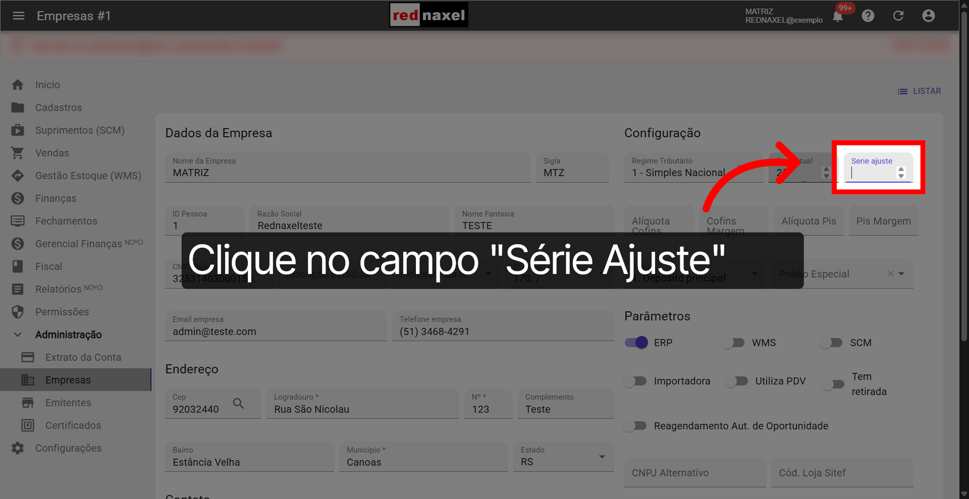 Campo: 'Série Ajuste'