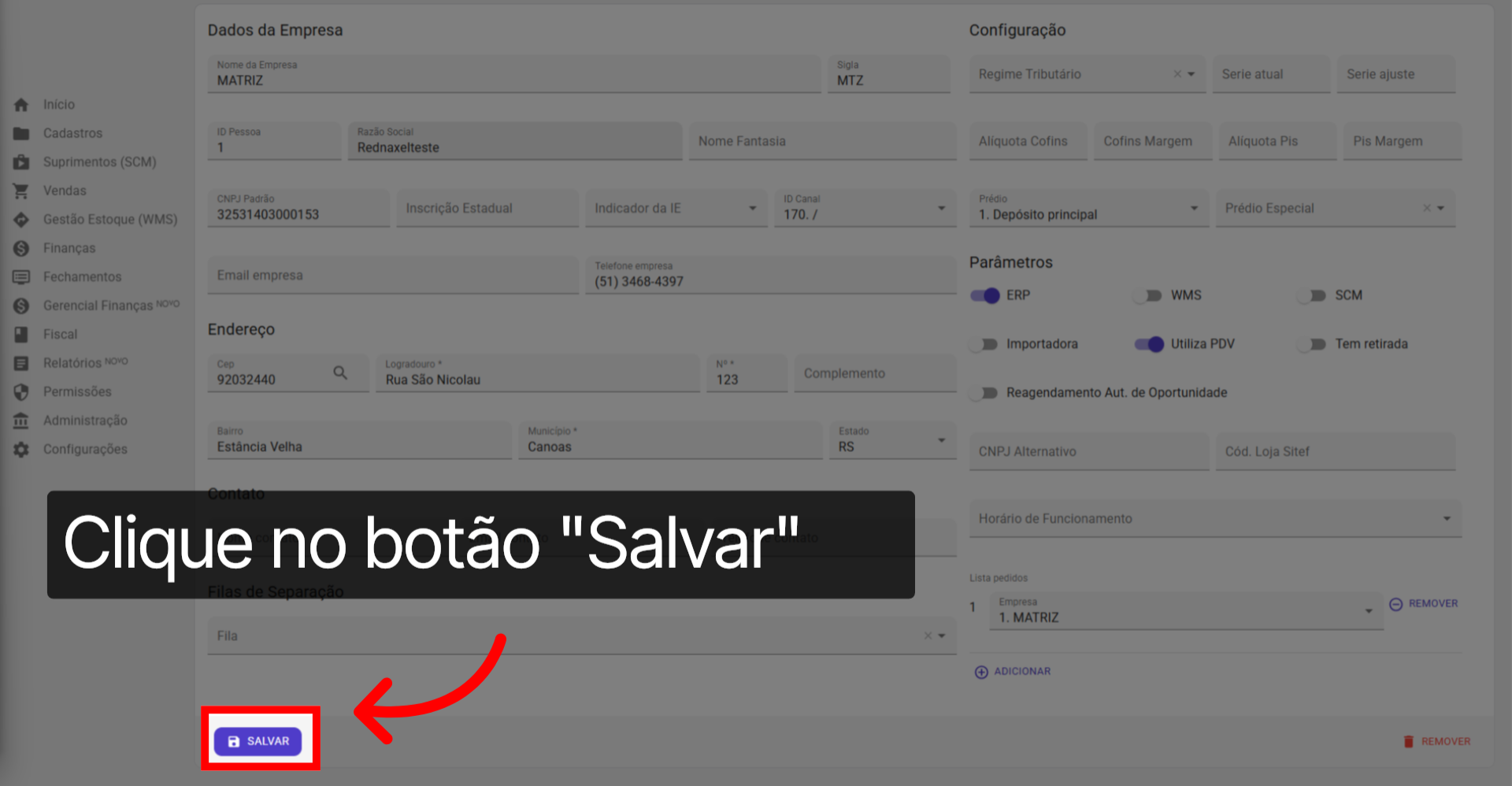 Botão: 'Salvar'