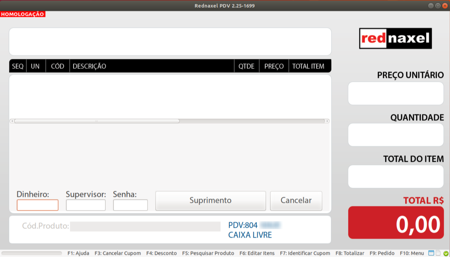 PDV: 'Tela Suprimento'