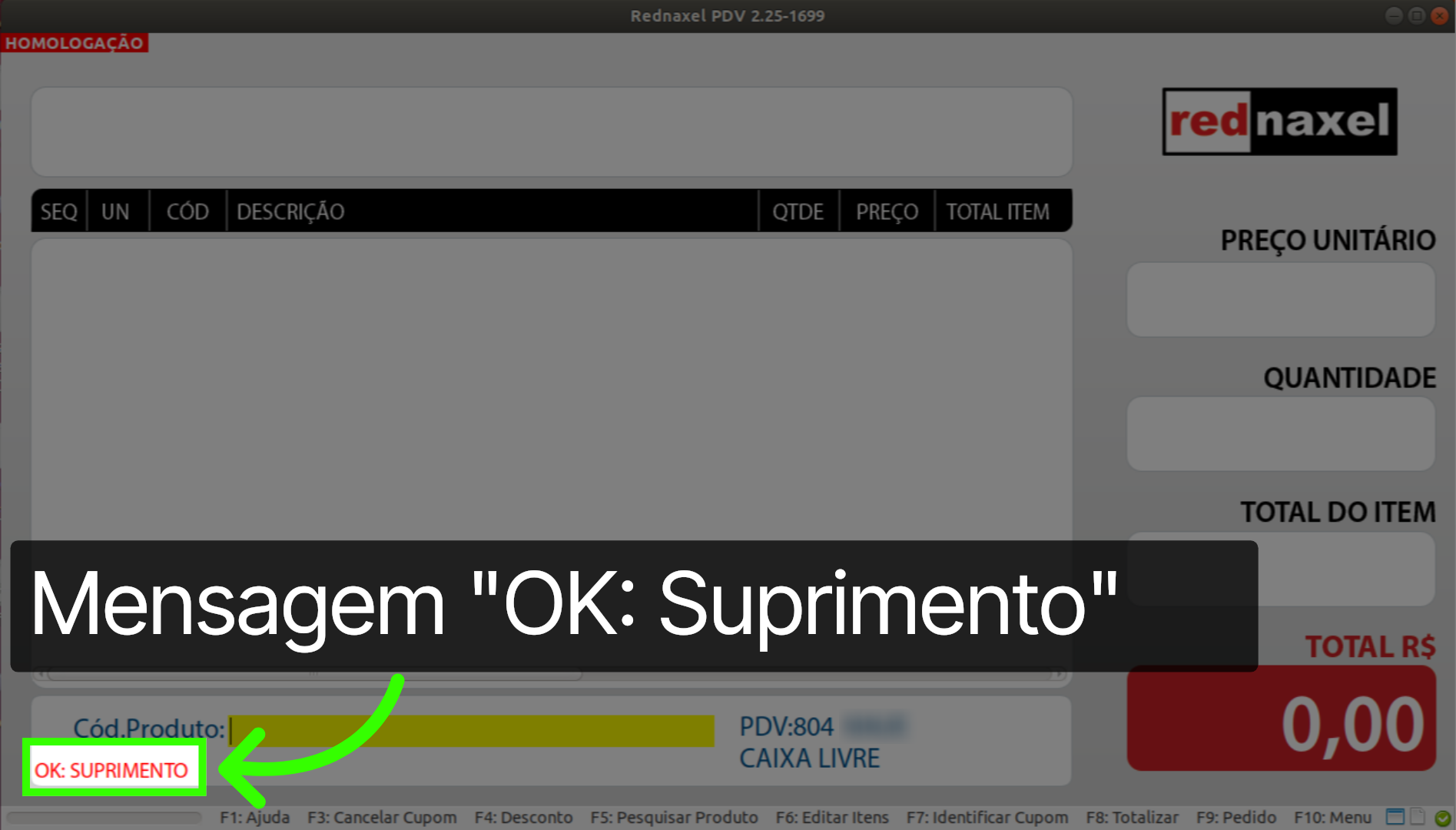 PDV: 'Suprimento Realizado'