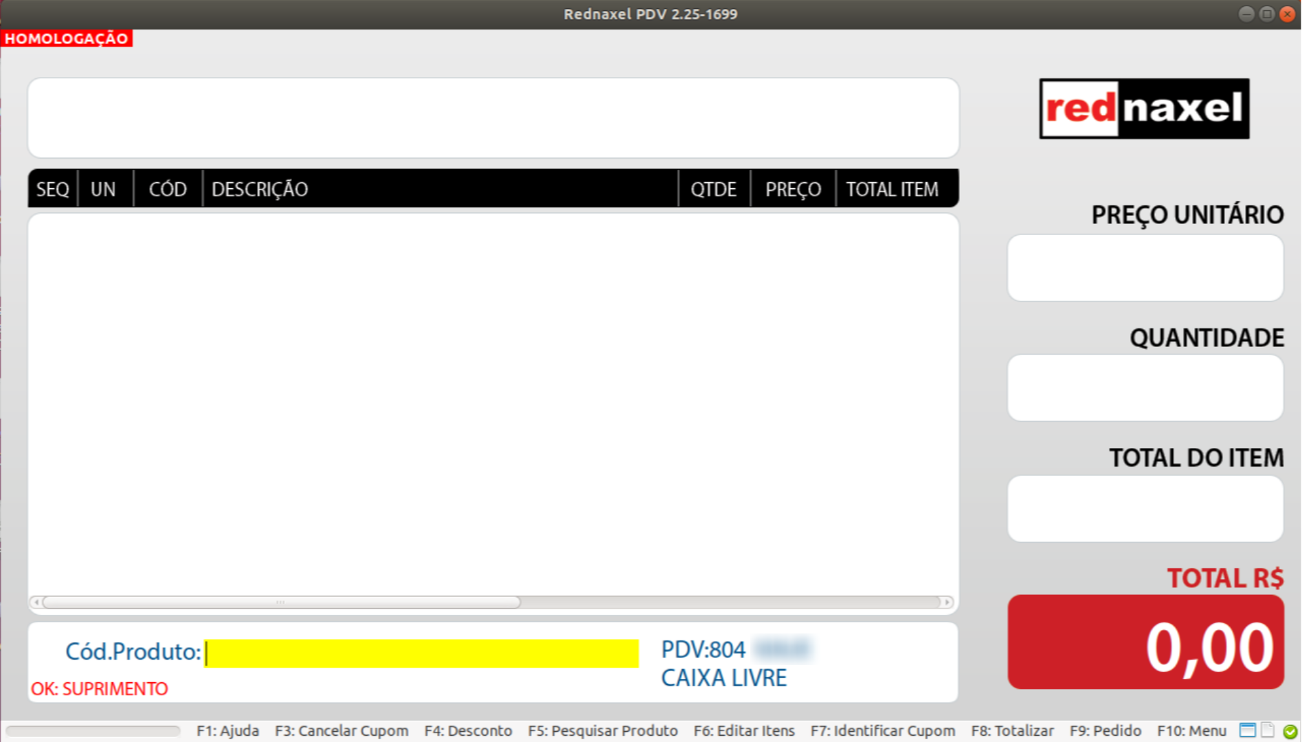 PDV: 'Suprimento Realizado'