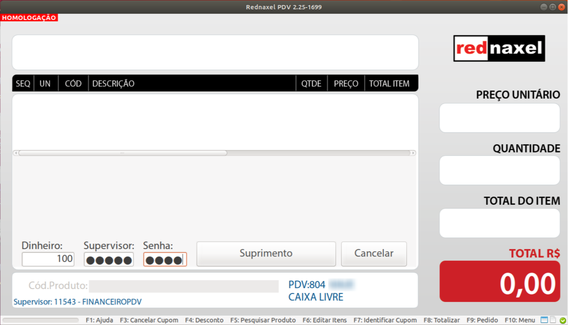 PDV: Tela Suprimento >>> 'Visão do Processo'