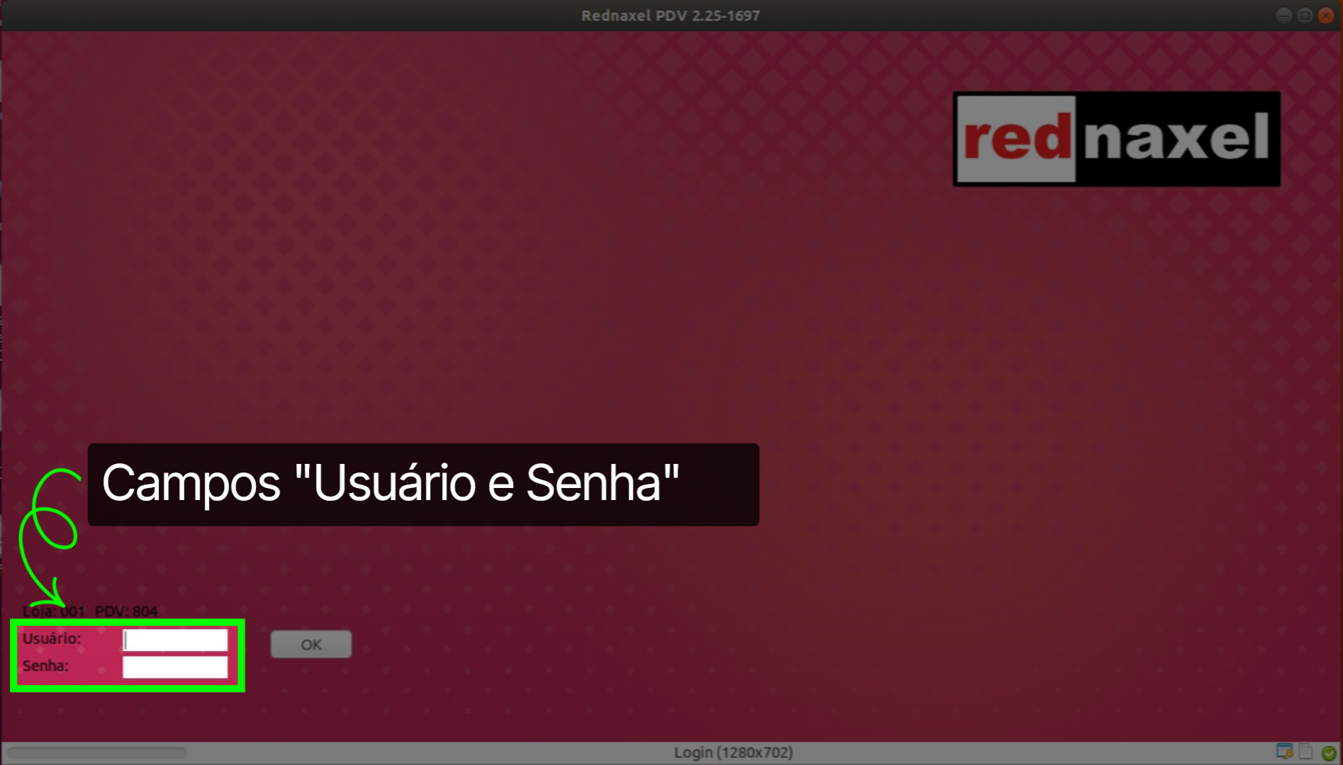 PDV Tela Login: 'Campos Usuário e Senha'