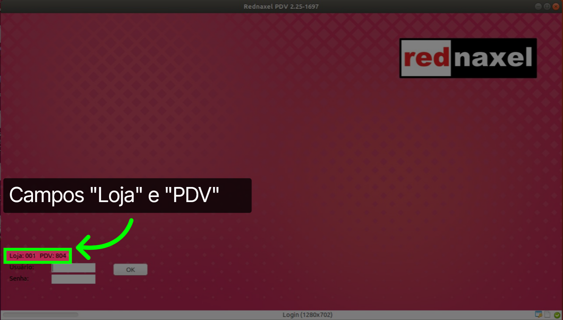 PDV Tela Login: 'Campos Loja e PDV'