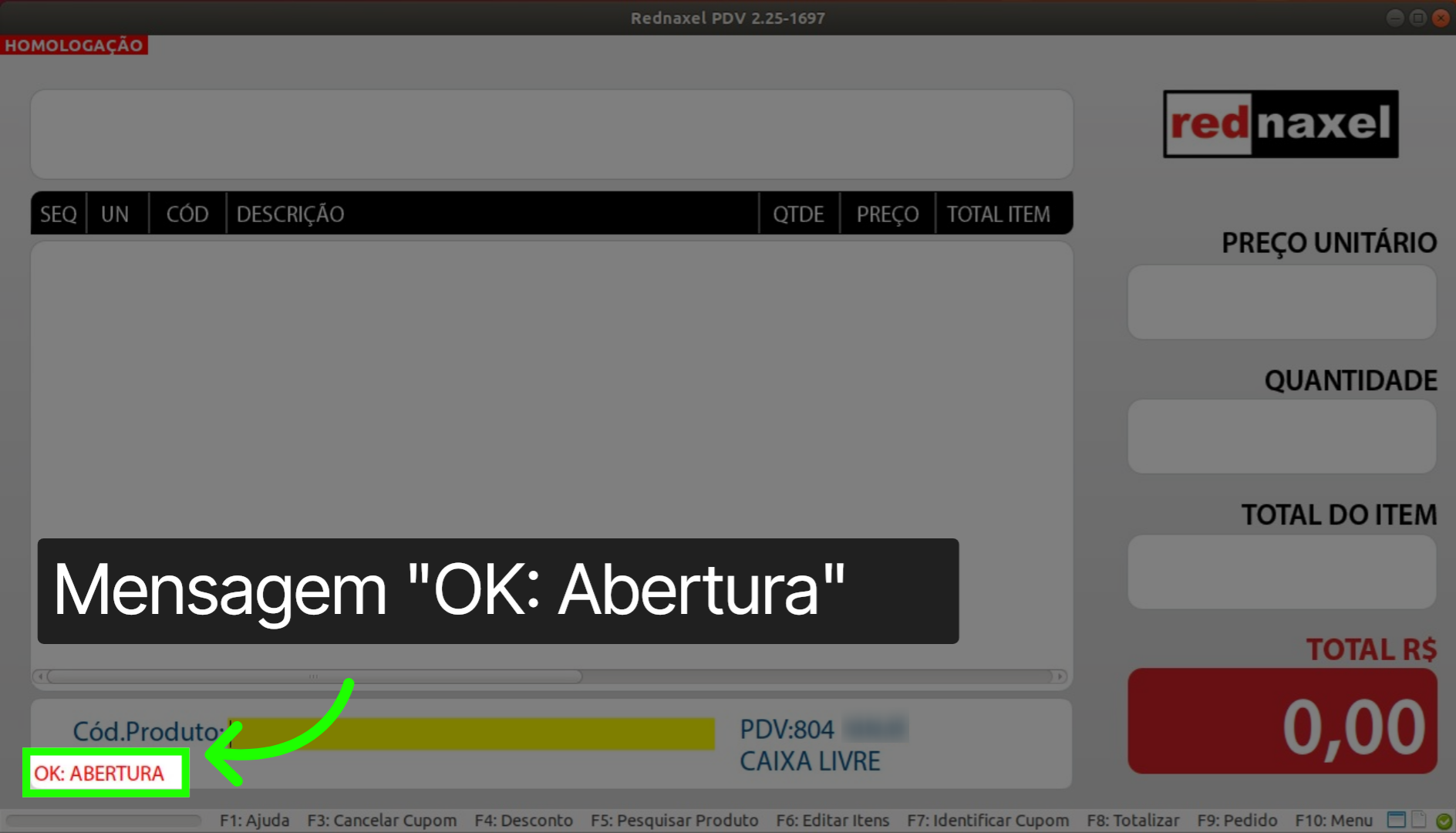 PDV: 'Abertura Realizada'