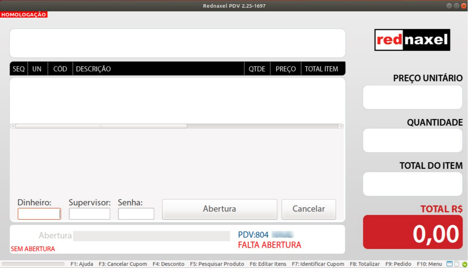PDV: 'Tela Abertura'
