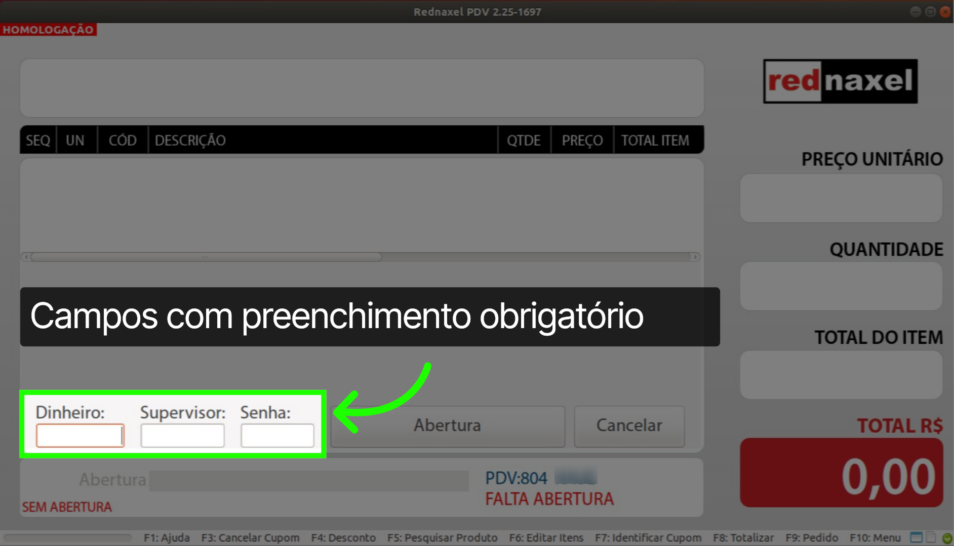 PDV Tela Abertura: 'Campos'