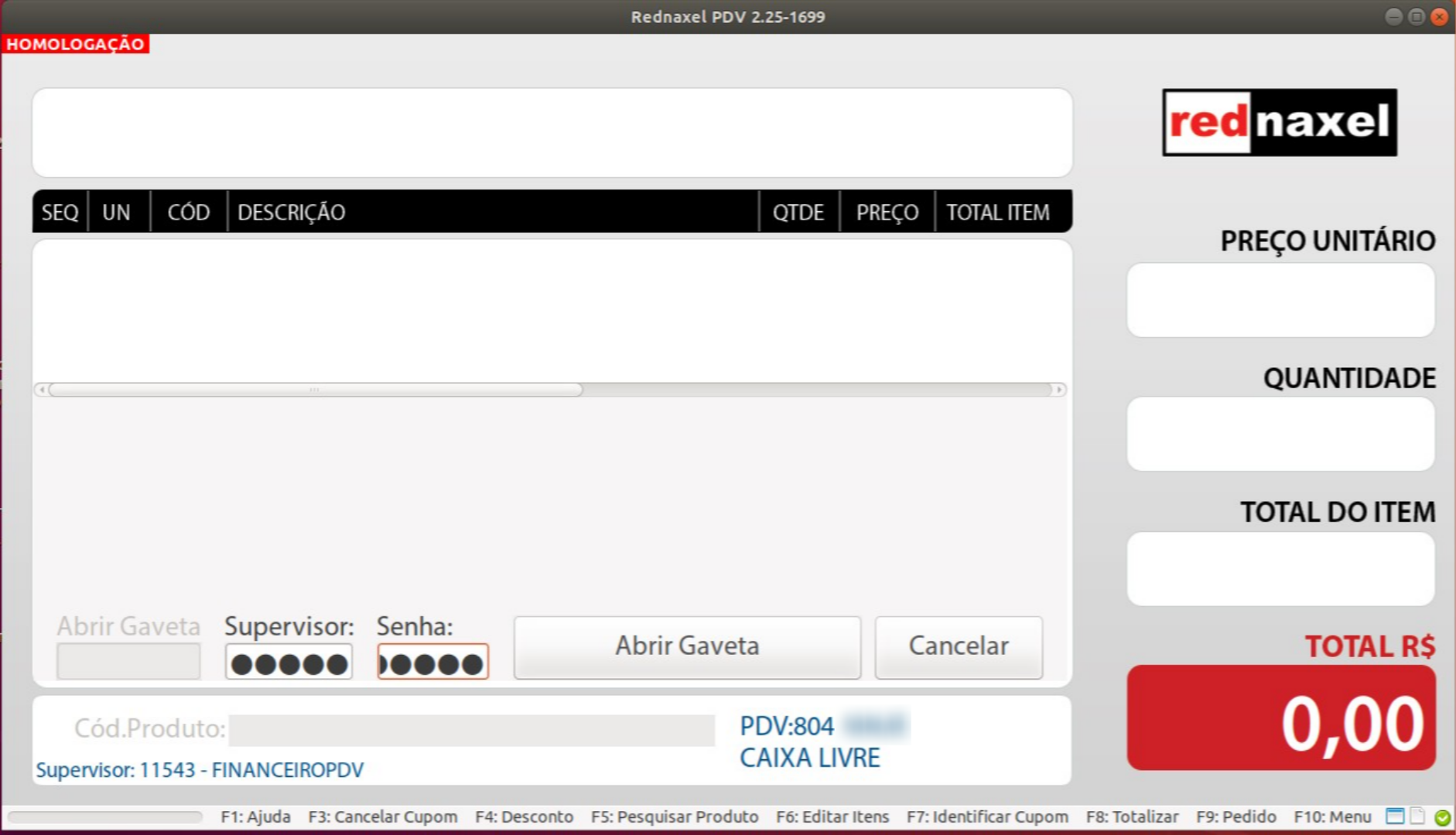 PDV Tela Abrir Gaveta: 'Visão do Processo'