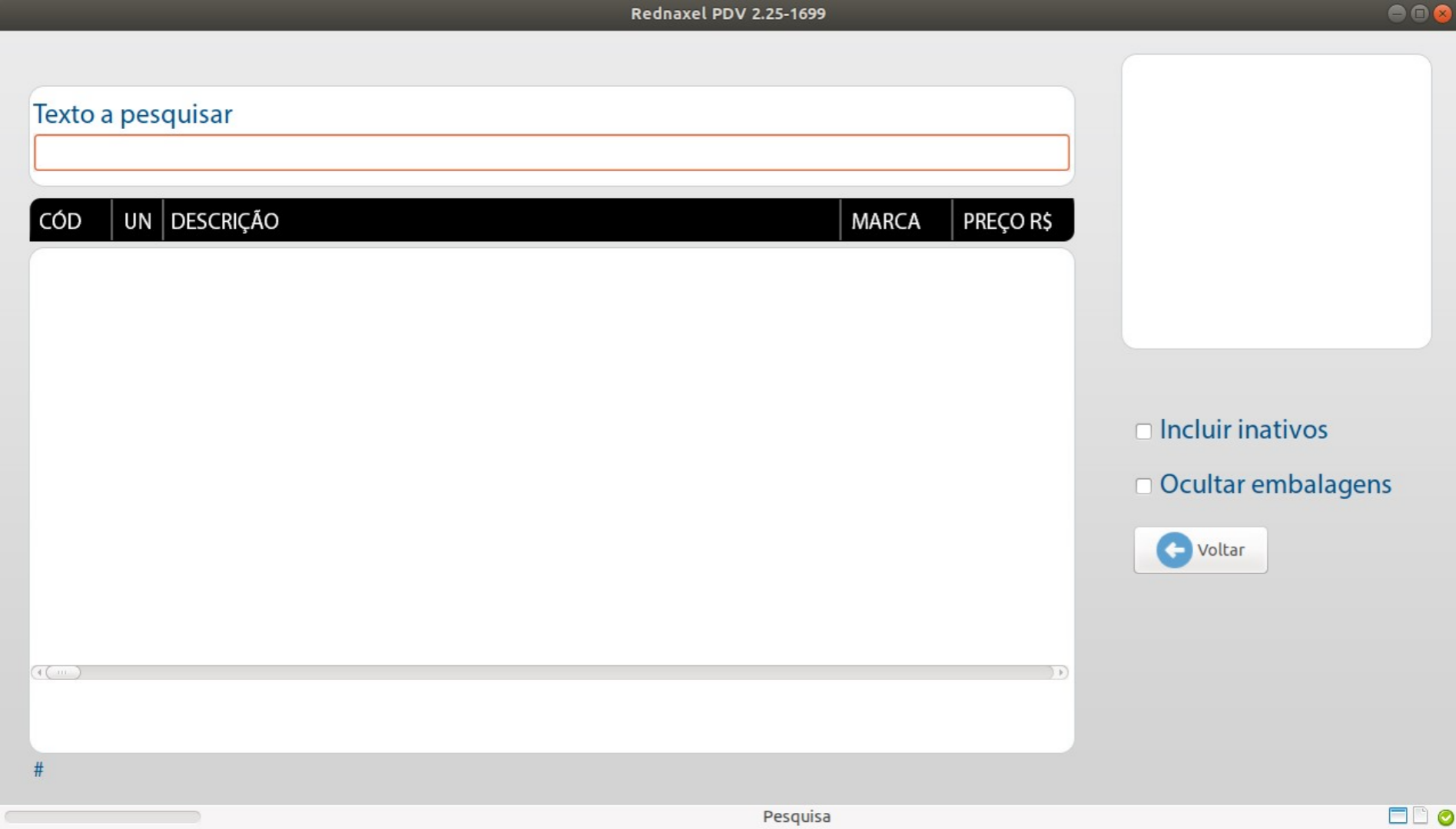 PDV: 'Tela Pesquisa de Produto'