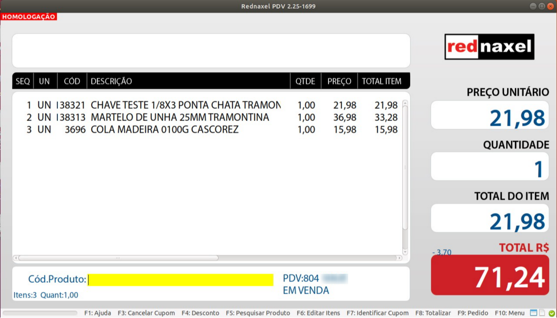 Exemplo: 'Desconto já Aplicado'