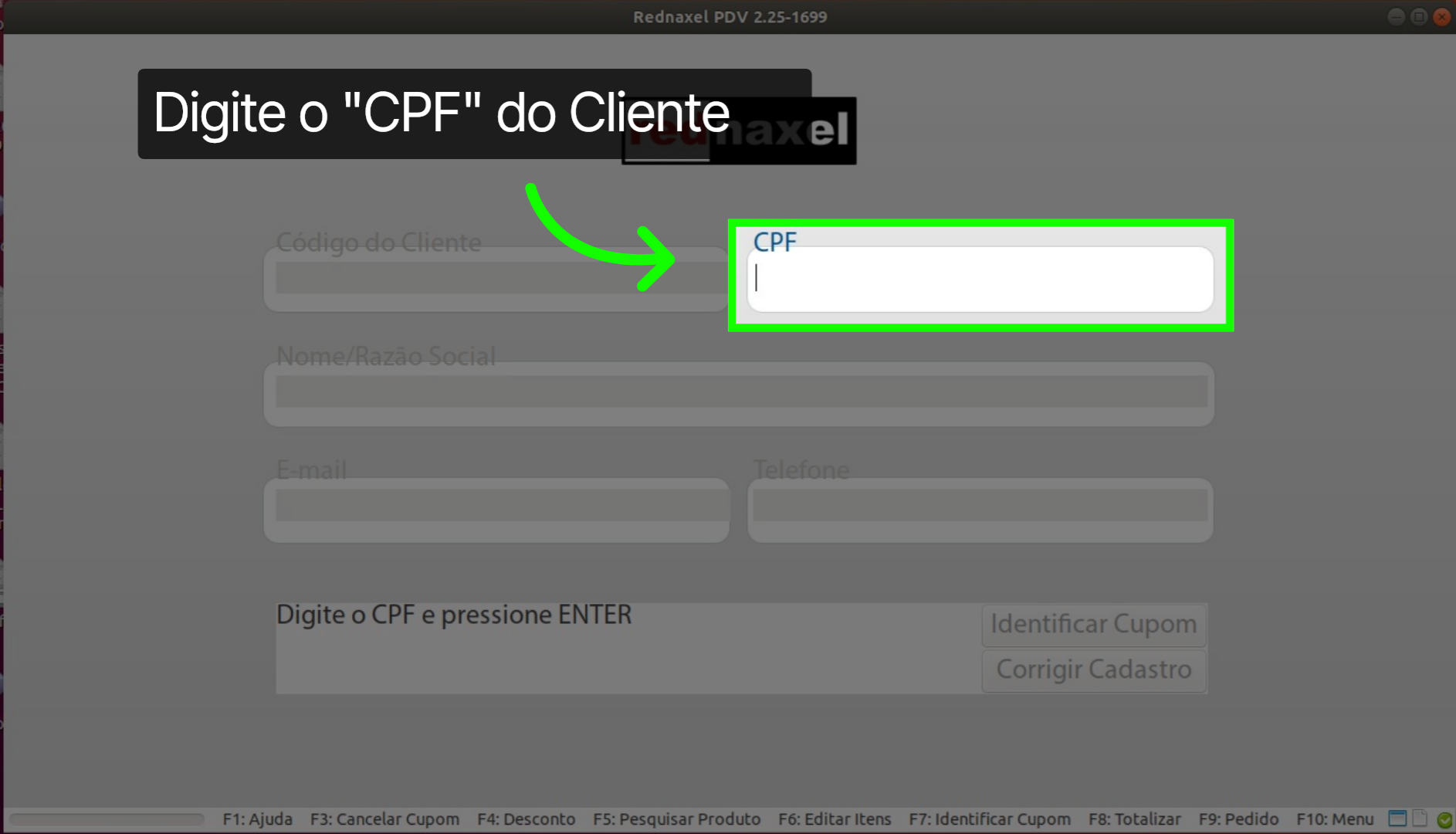 Tela: Identificar Cupom >>> Campo 'CPF'
