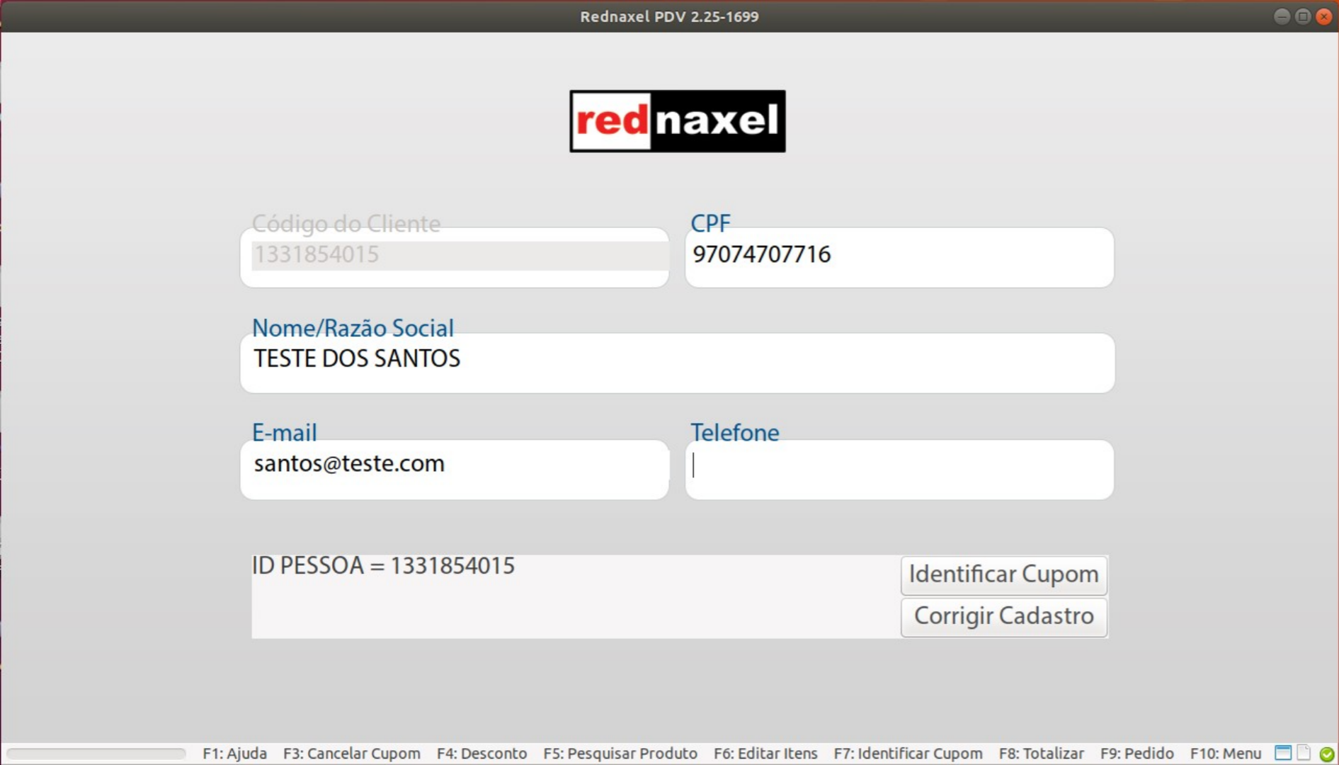 Tela: Identificar Cupom >>> Cadastro Existente