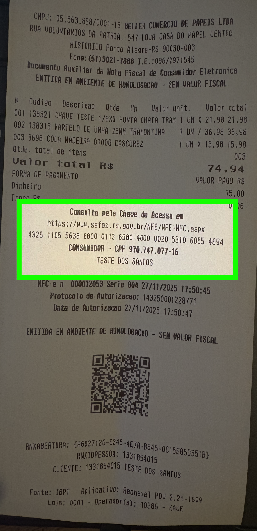 Emissão Cupom Identificado