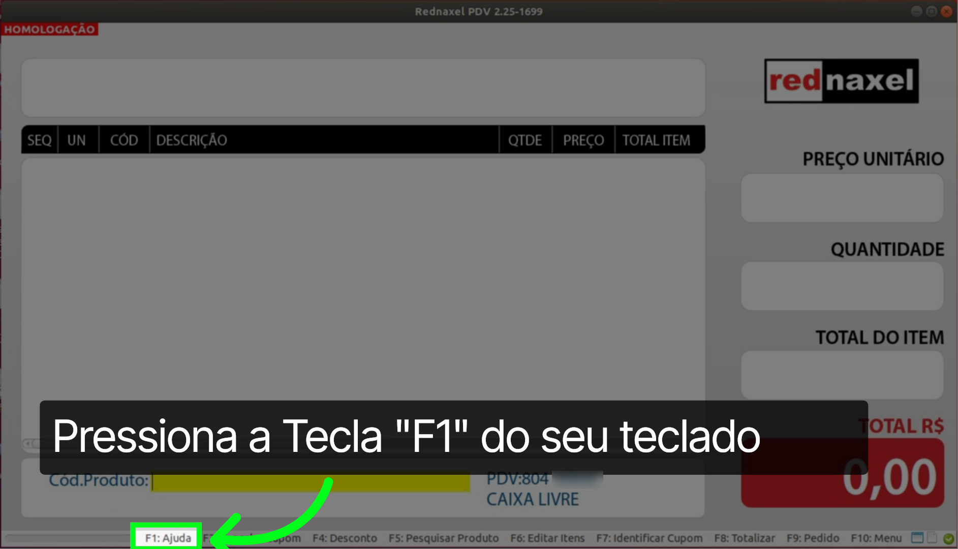 PDV >>> Tecla de Atalho 'F1'