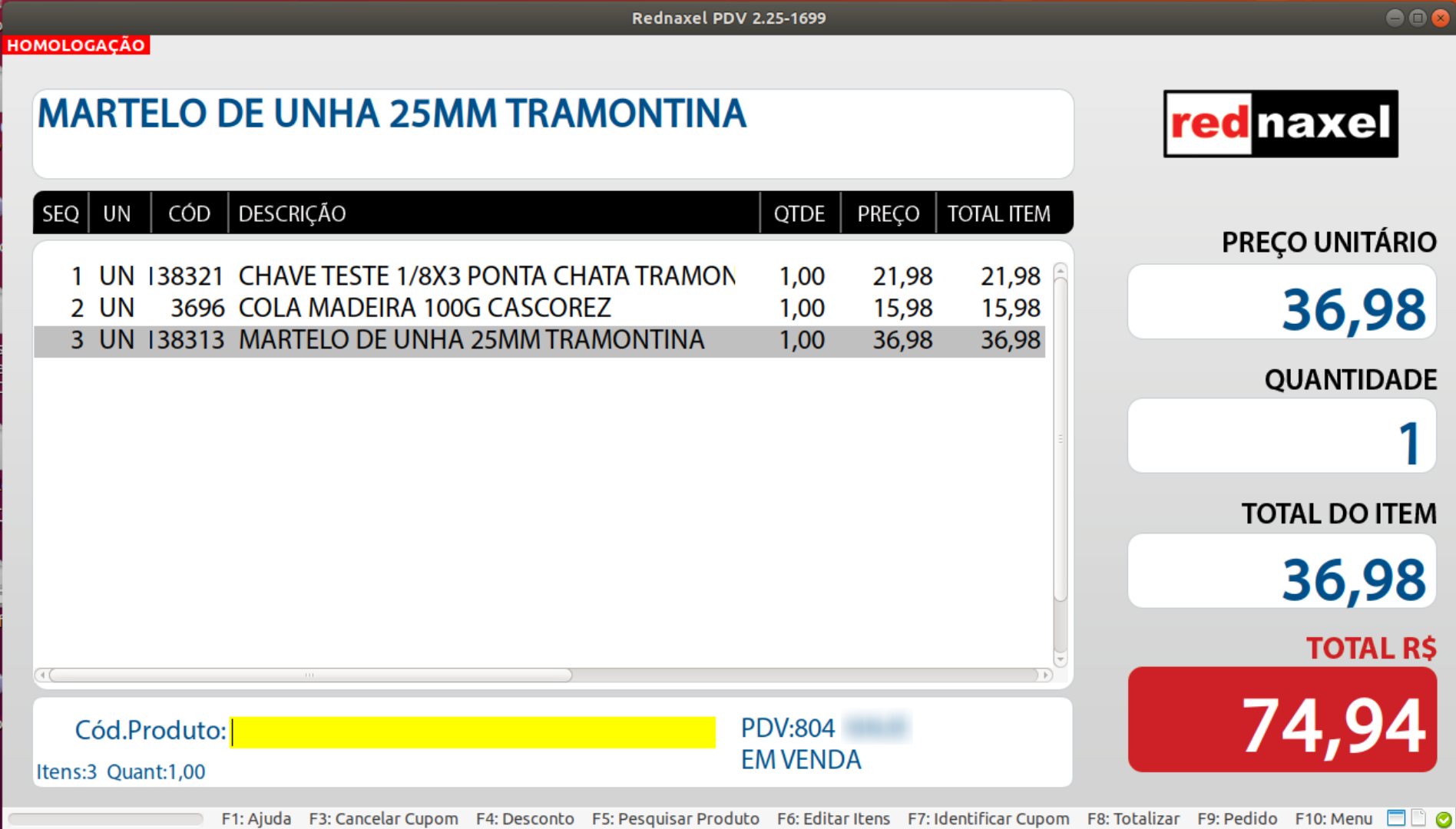 PDV >>> Tela Inicial: