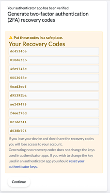 A screenshot of a recovery code
AI-generated content may be incorrect.