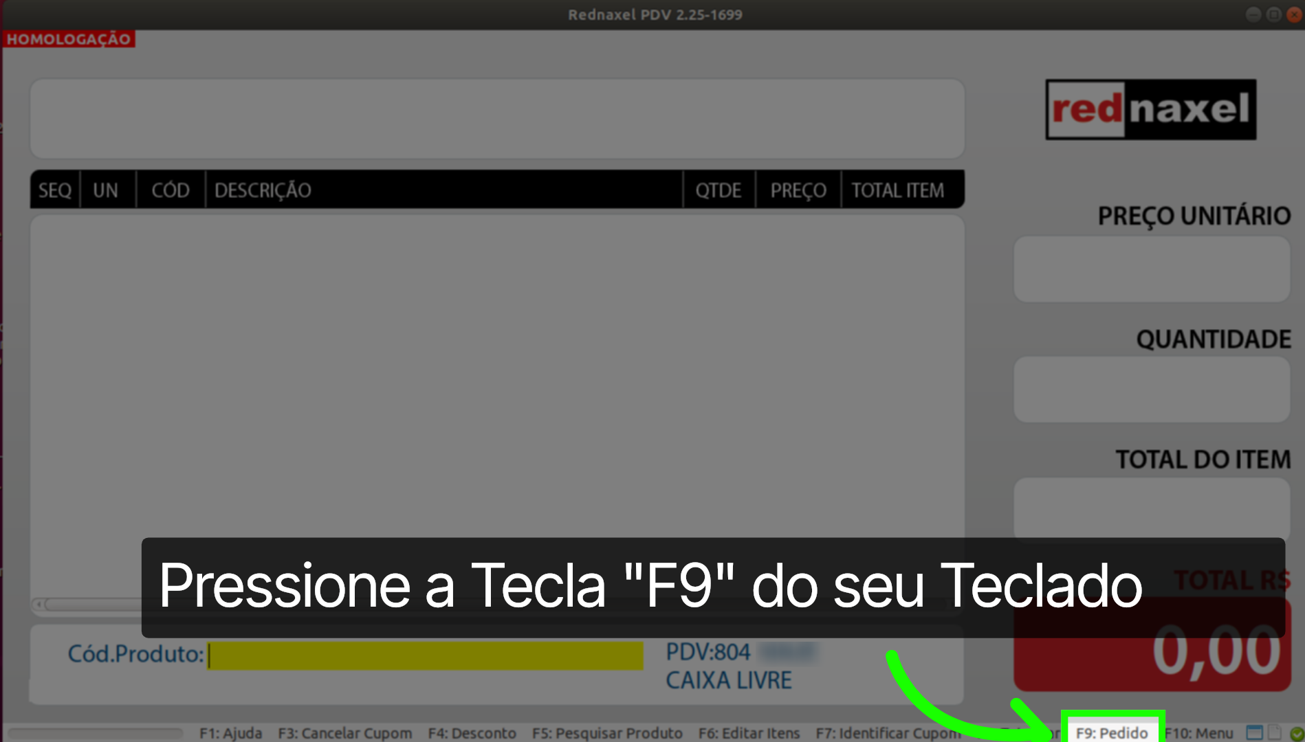 PDV >>> Tela Inicial >>> Exemplo: Importação de Pedido