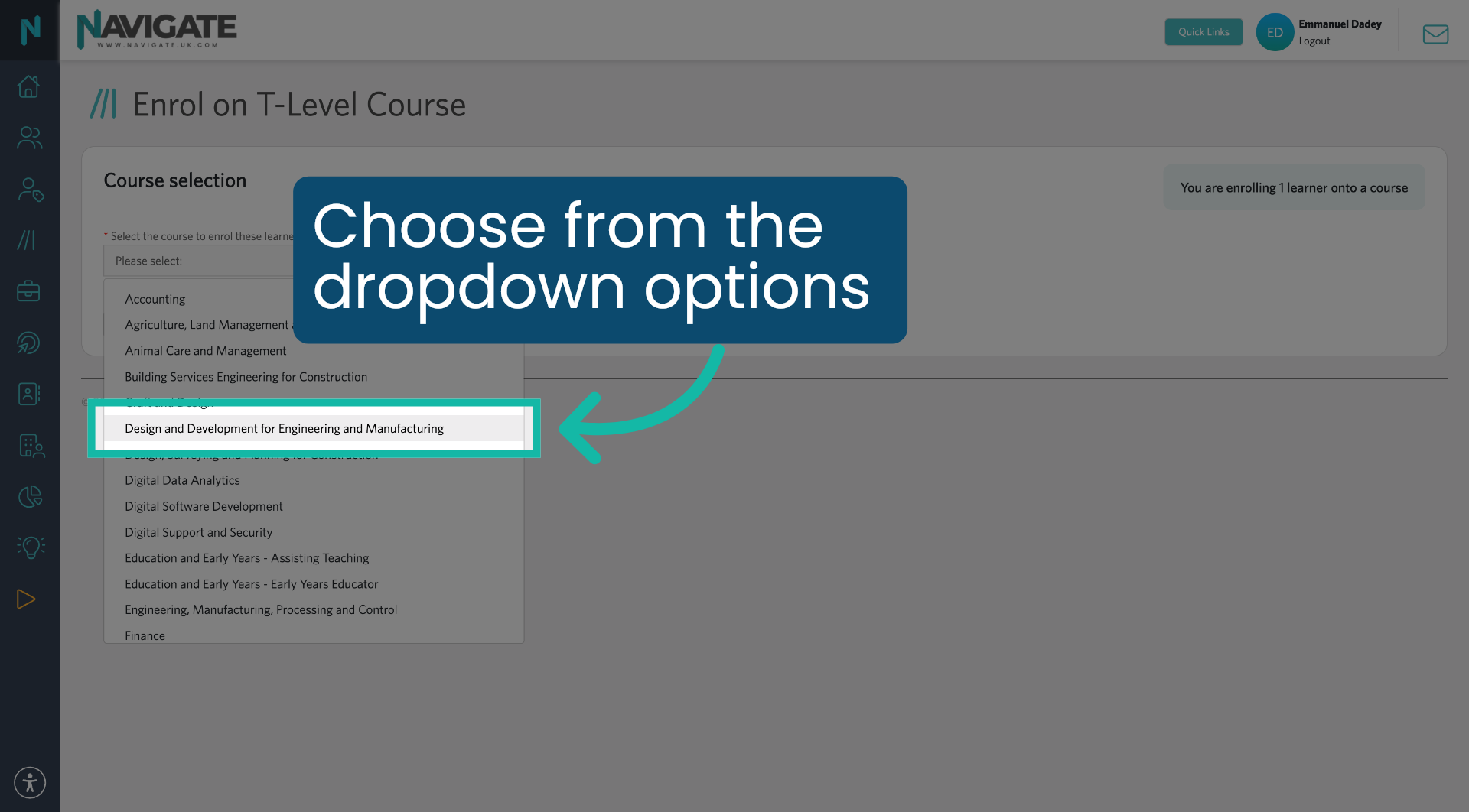 Choose From the Dropdown