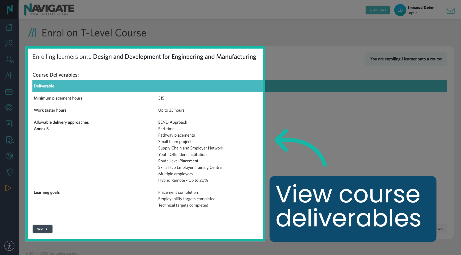 View Course Deliverables