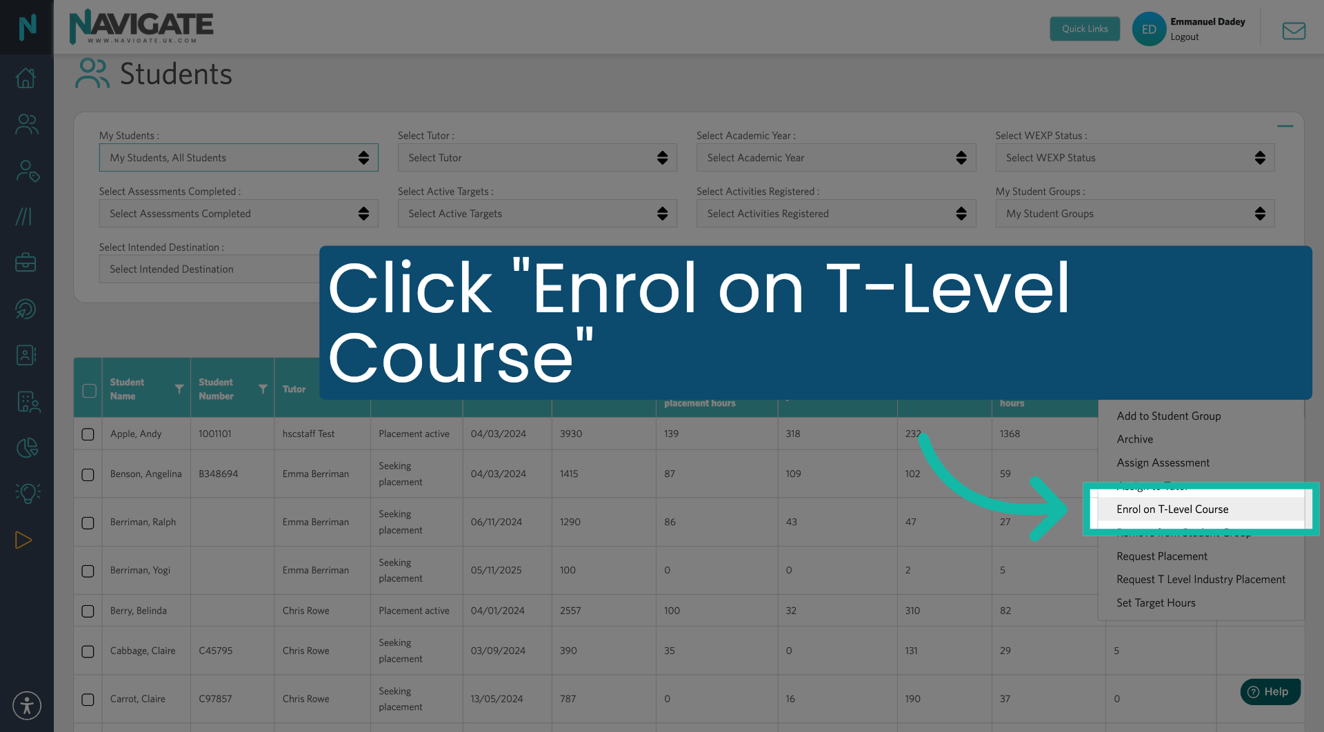 Choose Enrol on T-Level Course