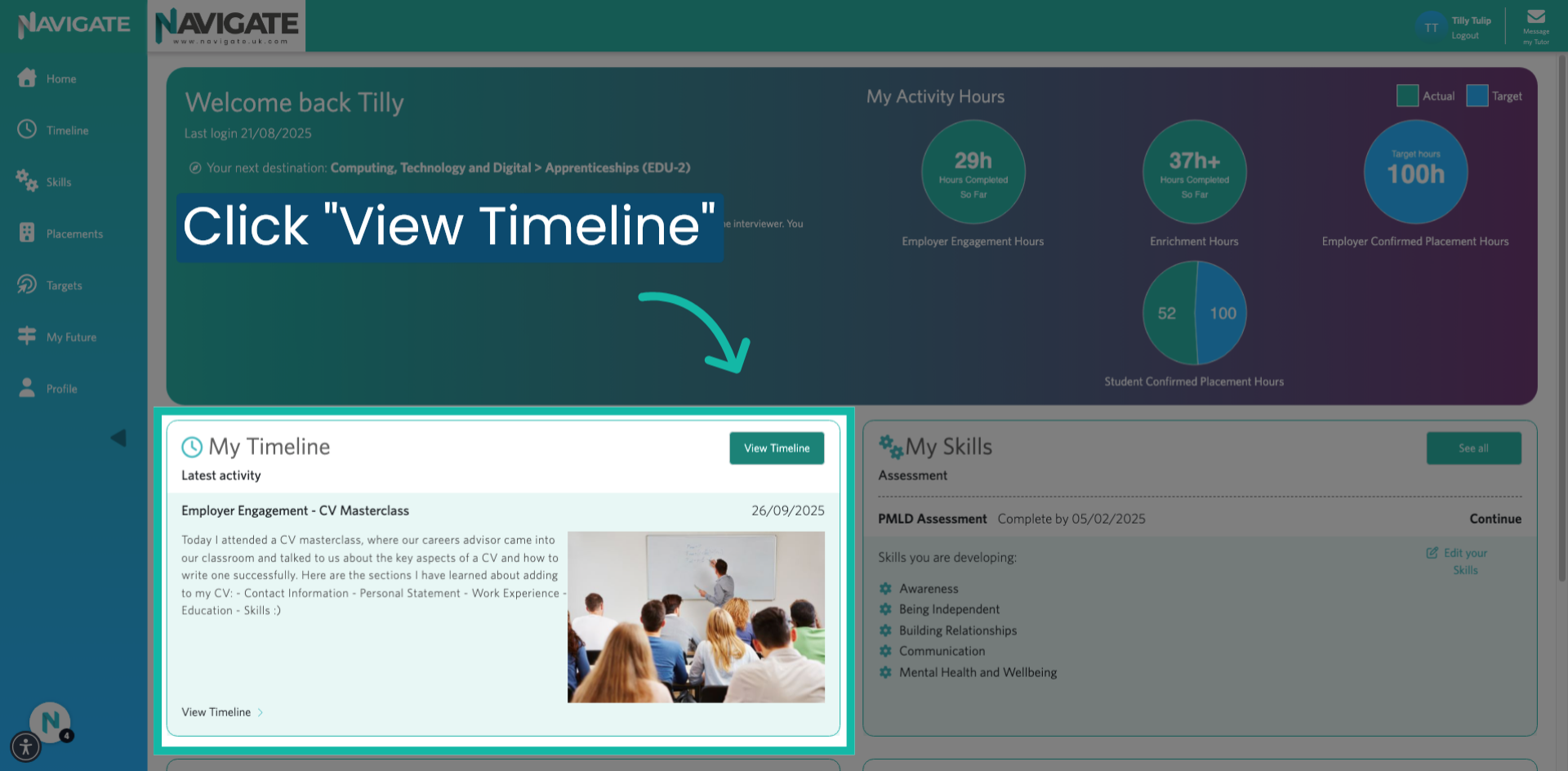 Click 'View Timeline'