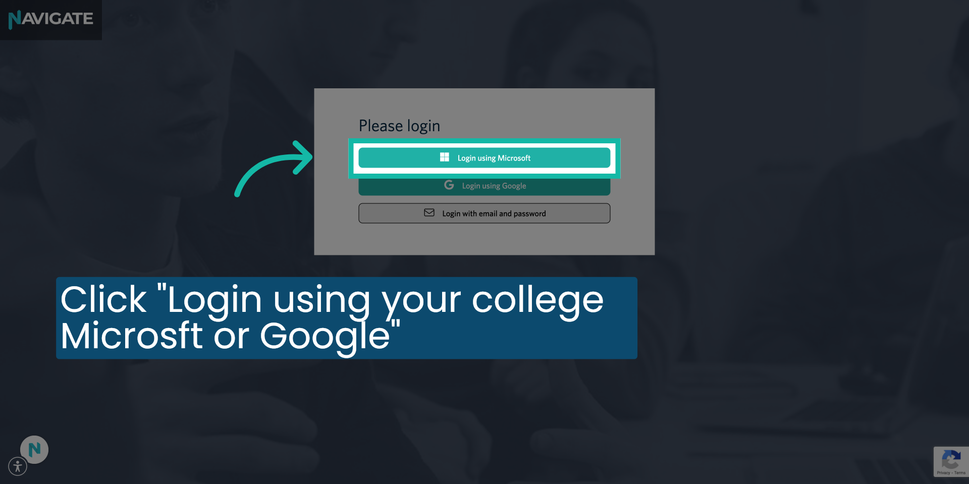 Click 'Login using Microsoft or Google'