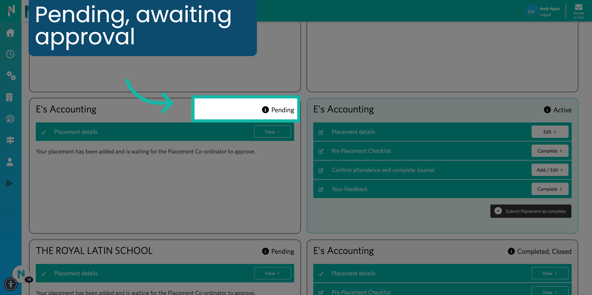 Pending, awaiting approval