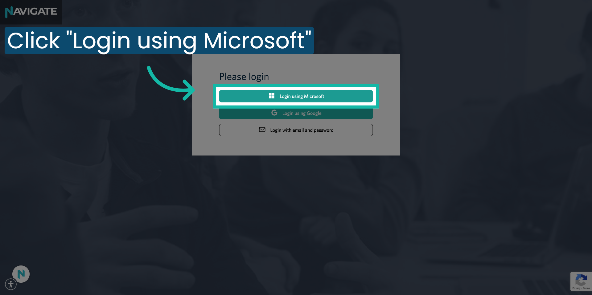 Click 'Login using Microsoft or Google'