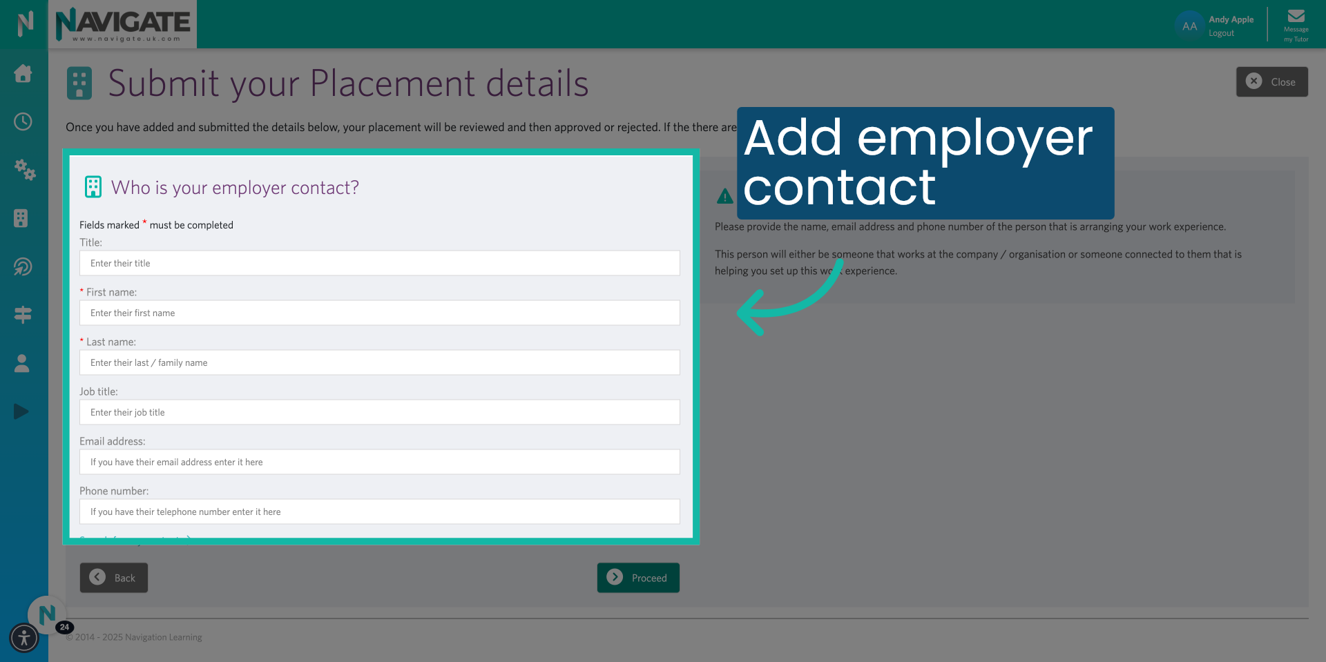 Add employer contact