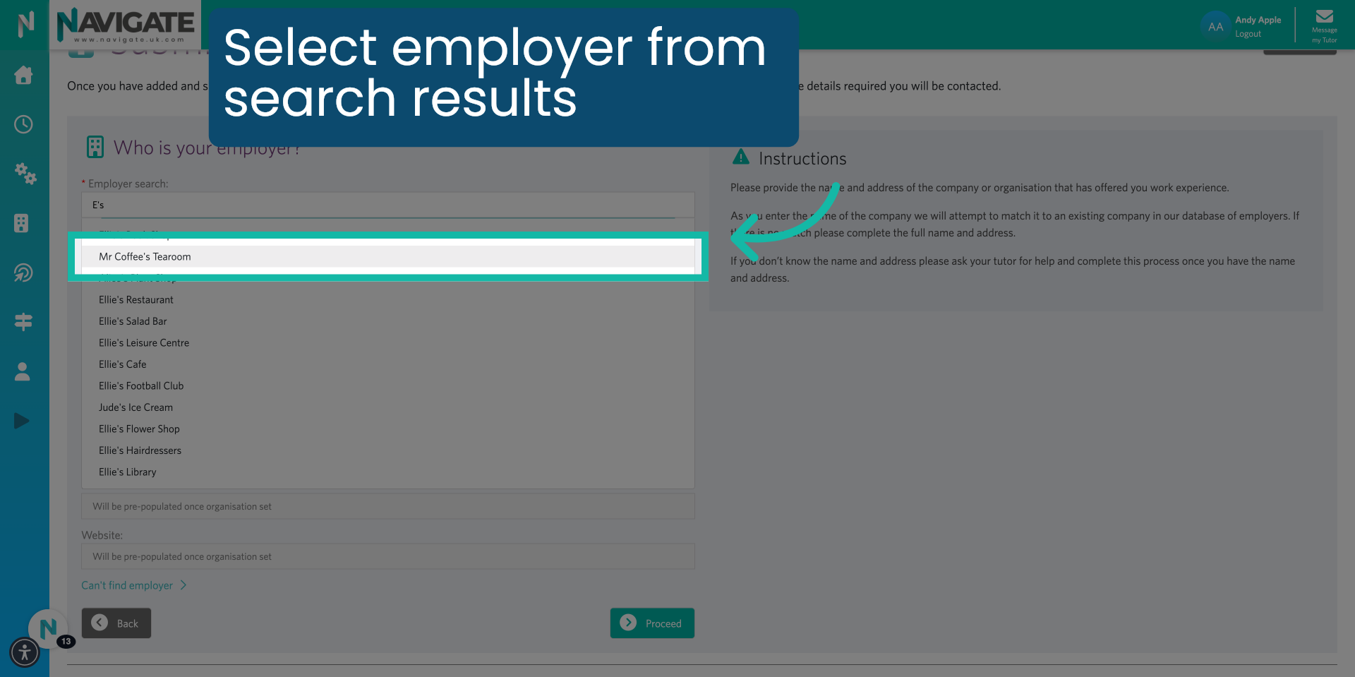 Select from Dropdown.