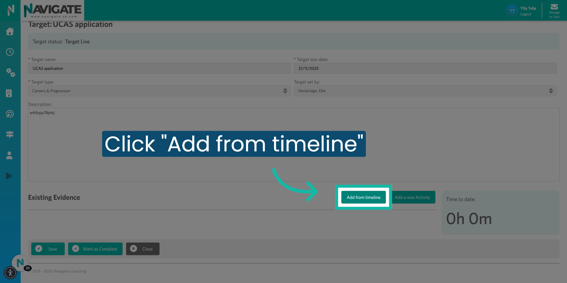 Click 'Add from timeline'