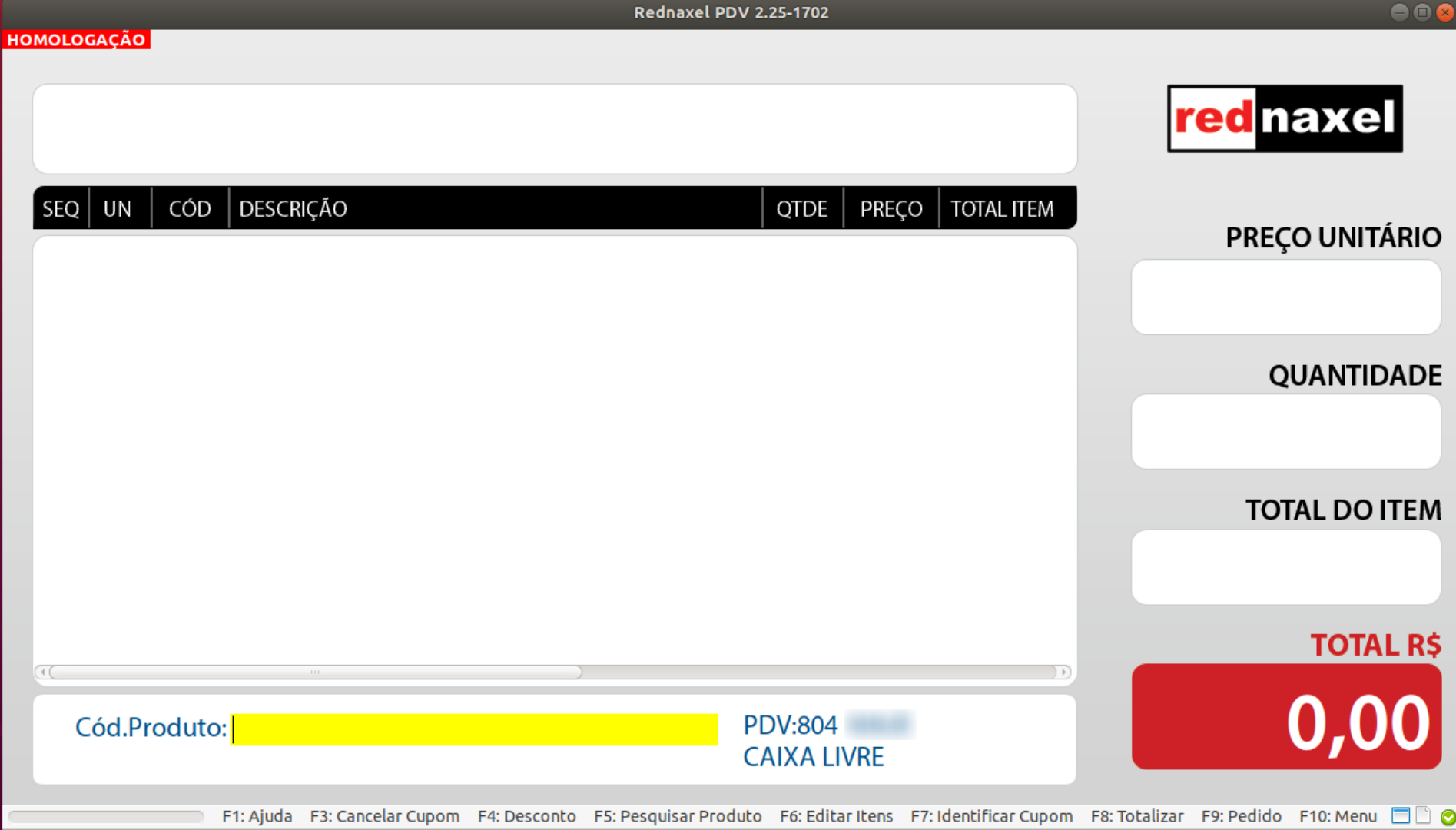 PDV >>> Tela Inicial: