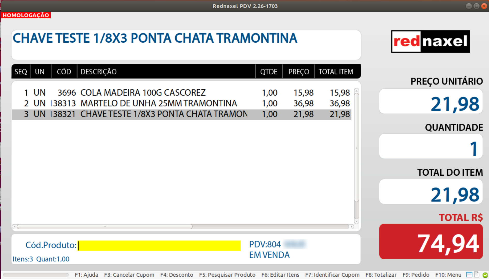 PDV >>> Tela Inicial: